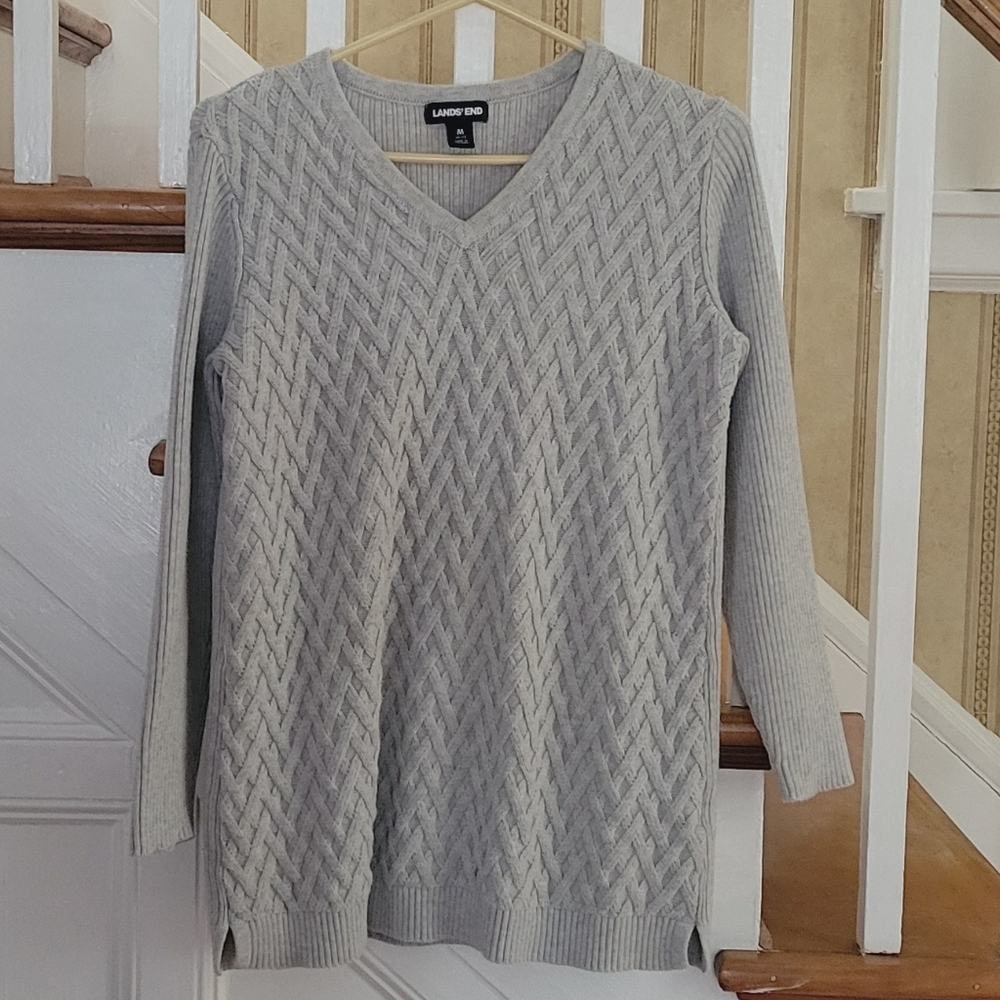 LANDS' END Cotton Grey Top Size Medium